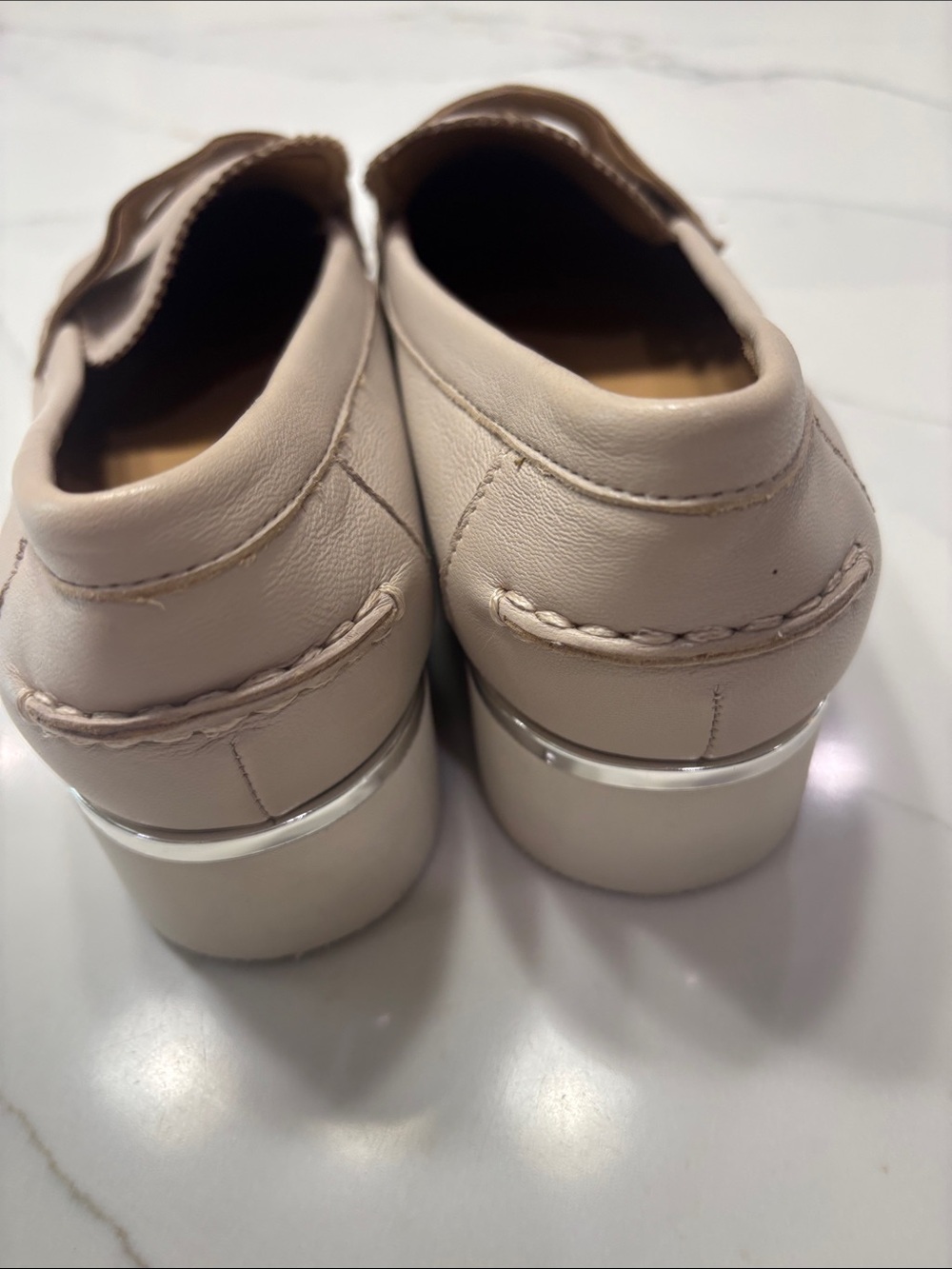 Franco Sarto Cream Leather Penny Loafers - Picture 8 of 14